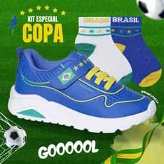 Tênis Infantil Ortopasso Brasil Colorido+ Meia Menino Menina Escolar Conforto Confortável Macio Leve