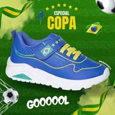 Tênis Infantil Ortopasso Brasil Copa Futebol Colorido Menino Menina Escolar Confortável Macio Leve