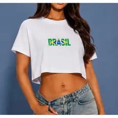 camiseta cropped estampa premium do Brasil copa do mundo