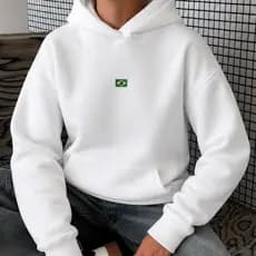 Blusa moletom com capuz bordado Brasil unissex