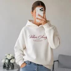 Blusa Moletom canguru com capuz, casual Velours Society tendência inverno