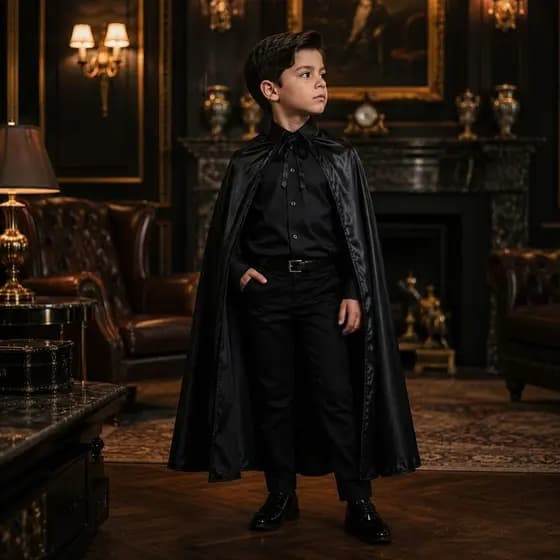 Capa Preta Infantil Poliéster 85cm para Halloween Fantasia Festa Cosplay