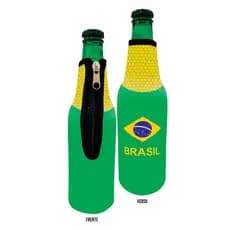 Porta Long Neck Com Zíper Em Neoprene Brasil Futebol