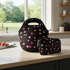 Kit Basic em Isoflex com 1 Bolsa + 1 Necessaire - ISOPRENE - Preto Corações