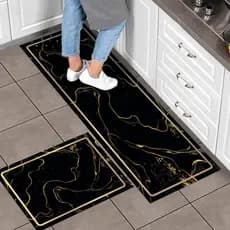 Kit Tapete de Cozinha Passadeira Absorvente Antiderrapante Jogo com 2 Peças