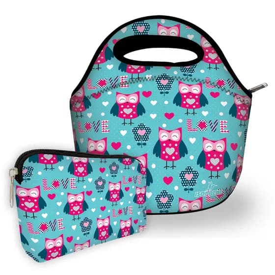 Kit Basic em Isoflex com 1 Bolsa + 1 Necessaire - ISOPRENE - Corujinhas Apaixonadas