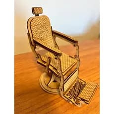 Mini Cadeira Articulada Barbeiro suporte para Cartão visita Enfeite Barbearia em Mdf Decoração 3D
