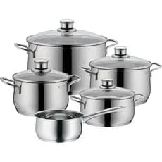 Conjunto Panelas Inox 5 Peças Wmf Diadem Indução Tampa Vidro