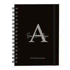 Caderno Personalizado Plus Moderno Cores Preto Prata 100 Folhas 14x20 Cm