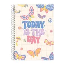 Caderno Colegial Feminino Espiral Retrô Borboletas Coloridas