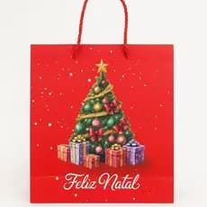 Sacola Para Presente Árvore De Natal Papai Noel 3D