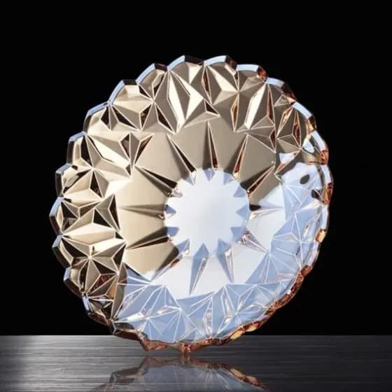 Fruteira De Vidro Centro De Mesa Ambar 33cm