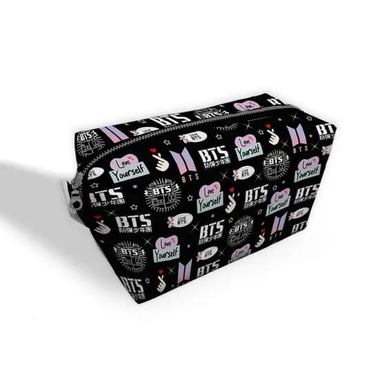 Necessaire Maquiagem Estojo BTS Bolsa Organizadora Porta Pincel Lapis Caneta Papelaria Presente