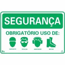 Placa de Sinalização SEGURANÇA OBRIGATÓRIO USO DE: 20x30cm