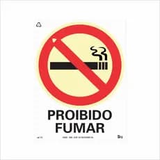 Placa de Sinalização Proibido Fumar Fotoluminescente Antichamas