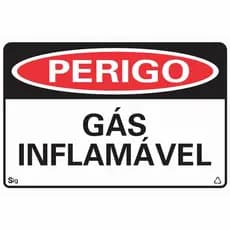 Placa de Sinalização PERIGO GÁS INFLAMÁVEL 20X30 cm