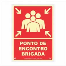 Placa de Sinalização Ponto de Encontro Brigada (Vermelha)