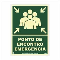 Placa de Sinalização Ponto de Encontro de Emergência (Verde)
