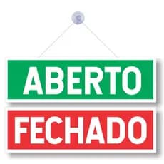Placa Aberto Fechado com cordao e ventosa Pvc 9x30cm - A melhor do mercado - Original