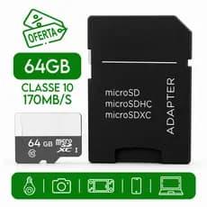 Cartão De Memória 64 GB Micro SD Ultra Classe 10 - 170MB/s Para Celular Câmera Vídeo Game