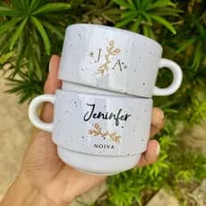 Xícara Personalizada Presente Casamento Lembrança Madrinha e Padrinho Porcelana 180ml