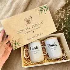 Kit Caixinha MDF e Caneca Personalizada Para Batismo, Dinda, Dindo, Padrinho, Madrinha Luxo