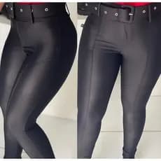 Calça cirre feminina com cinto, cintura alta