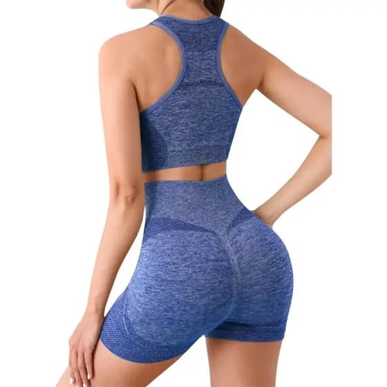 Conjunto Academia Feminino Levanta Bumbum Short e Top Com Bojo Moda Fitness Sem Costura Roupas Femininas Conjuntos Envio Imediato