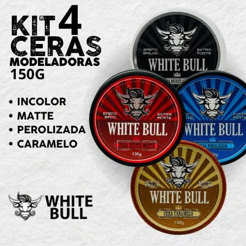 Pomada Cera Kit com 4 unidades | Acabamento Profissional - Incolor, Matte, Perolizada Caramelo
