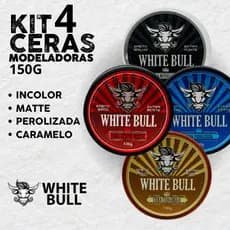 Pomada Cera Kit com 4 unidades | Acabamento Profissional - Incolor, Matte, Perolizada Caramelo
