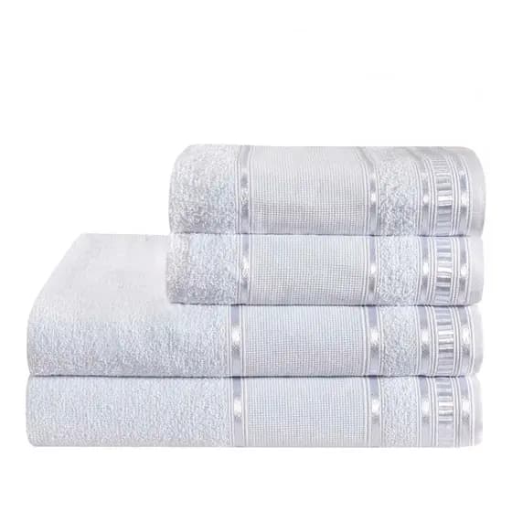TOALHA DE BANHO PREMIUM 04 PEÇAS  PONTO CRUZ- 02 BANHO E 02 ROSTO