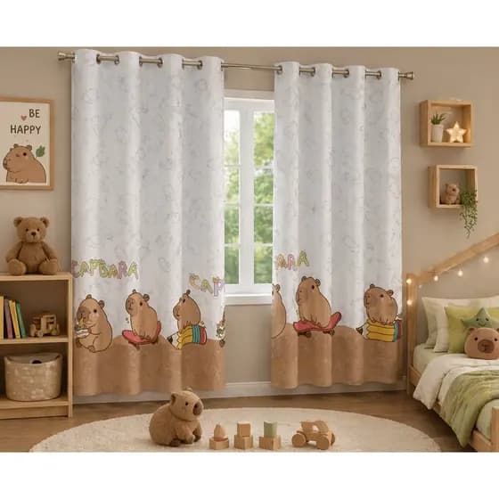 Cortina Infantil Estampada 3,00 x 1,50 Quarto Bebê Criança Decorativa Lançamento