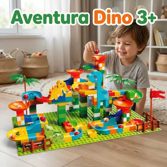 Pista Labirinto Dinossauro Infantil 3+ Blocos de Montar com Bolinhas Brinquedo Educativo Presente