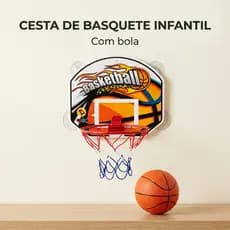 Mini Cesta de Basquete Infantil com Bola para Parede Brinquedo 4+ Fácil Instalação