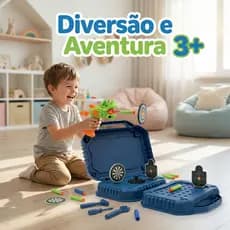 Maleta Dino Lança Dardos Infantil 33 Peças Brinquedo Educativo 3+ Presente Menino