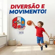 Mini Cesta de Basquete Infantil com Bola para Parede Brinquedo Esportivo 4+
