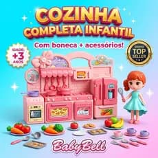Cozinha Infantil Completa com Boneca + Acessórios Brinquedo Menina 3+ Super Divertido
