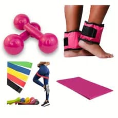 Kit Par de Halter 0.500 Kg Ao 3 Kg + Par de Caneleira + Colchonete + 5 TheraBand Exercícios Funcional