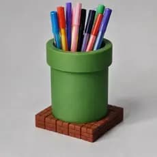 Porta Canetas Cano super mario / Organizador de mesa mario