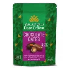 Tâmaras Recheada Amêndoa Chocolate Premium Date Crown 250g
