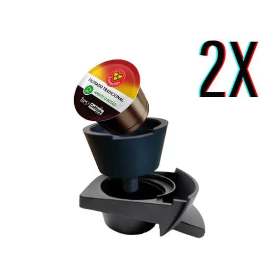 2x Adaptador Cápsulas Três Corações Para Cafeteira Dolce Gusto Preto