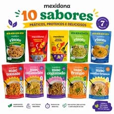 Kit 10 Risotos e Macs Proteicos Mexidona Sem Glúten Sem Lactose Tomate Cogumelo Molho Branco Tailandês Milanês Frango