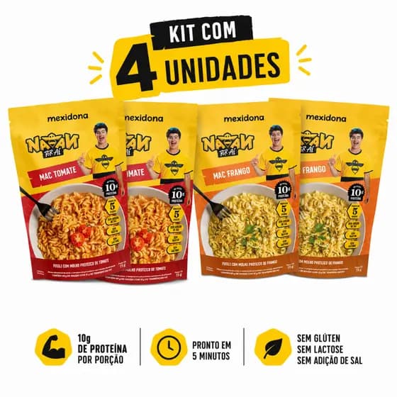 Kit 4 Macarrão Proteico Mexidona Natan Por Aí Mac Tomate E Frango