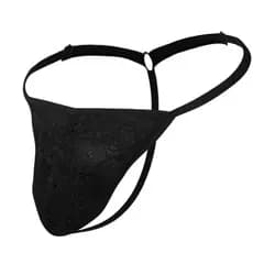 Thong Masculina em renda transparente preta micro fio dental Cueca calcinha masculina fio dental Ajustável Cueca slip