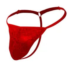 Cueca Slip Micro fio dental em renda vermelho Calcinha masculina fio dental Biquini masculino fio dental Ajustável