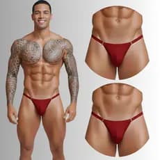 Kit 2 Thong Cueca Calcinha Masculina Fio Dental Regulagem Vermelho Biquini Tanga Masculina Asa Delta