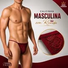 Calcinha Masculina Micro Fio Dental Renda Ajustável Cueca Slim Transparente Fio Dental Masculina