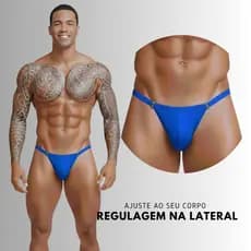 Cueca Calcinha Masculina Tanga Fio Dental Alças Ajustáveis Biquini Masculino Azul Sunga Premium