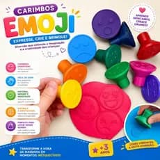Kit 10 Carimbos Emoji para Massinha de Modelar | Brinquedo Educativo Divertido Infantil Fofo