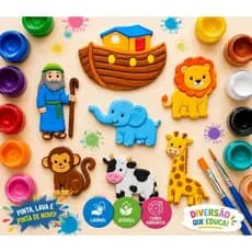 Kit de Pintura Infantil Lavável Para Pintar Arca de Noé | Pinta e Lava para Colorir
